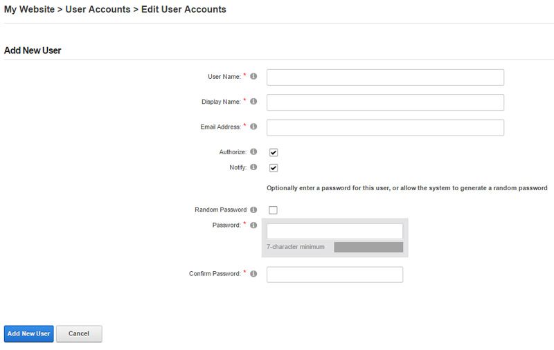 Add new user account in dnn