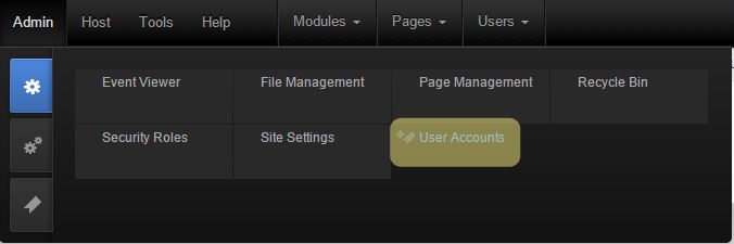 Manage users in dnn under admin menu
